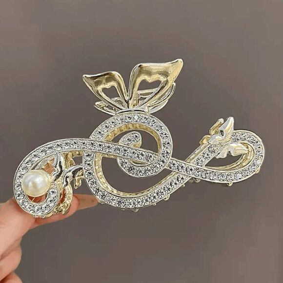 Music Note Diamond Pearl Hair Clip - Picture 2 of 4